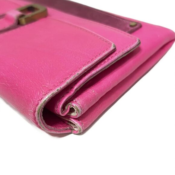 JIMMY CHOO - Pink Purple Leather Suede Long Wallet - Picture 4 of 7